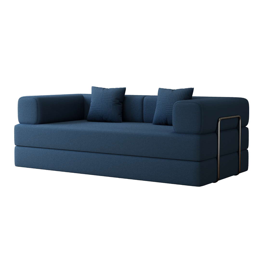 Sofá-Cama Urso Teddy 1.5m/1.8m/2.0m SMART SOFÁ - Sofá Embalado a Vácuo em Espuma de Alta Densidade com Tecido Listrado