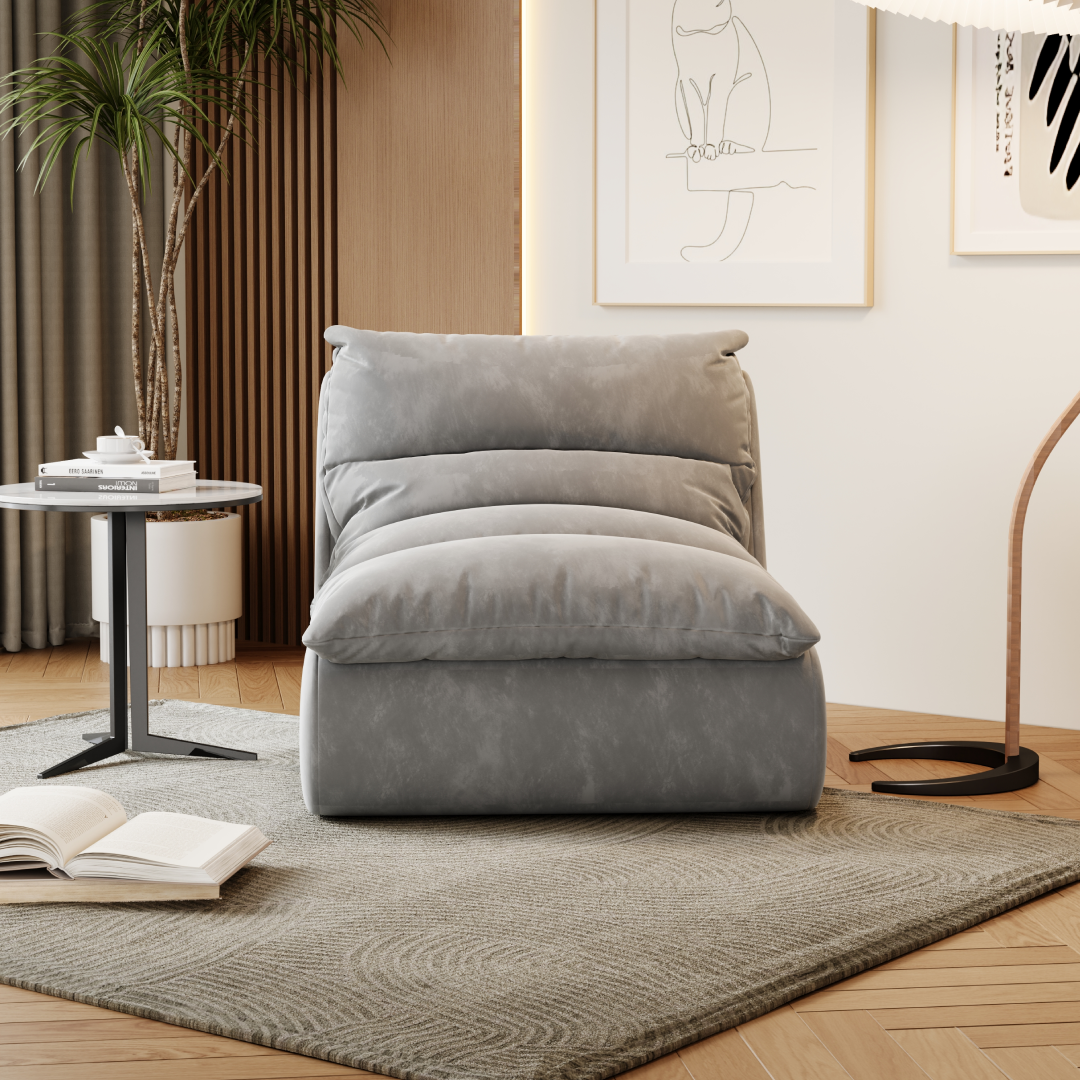 Poltrona Chiffon 81cm SMART SOFÁ - Poltrona Embalada a Vácuo em Espuma de Alta Densidade com Tecido Chenille