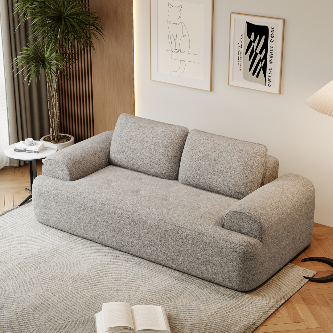 Sofá Cashew SMART SOFÁ – Sofá a Vácuo em Veludo Diamante 216cm com 4 Almofadas