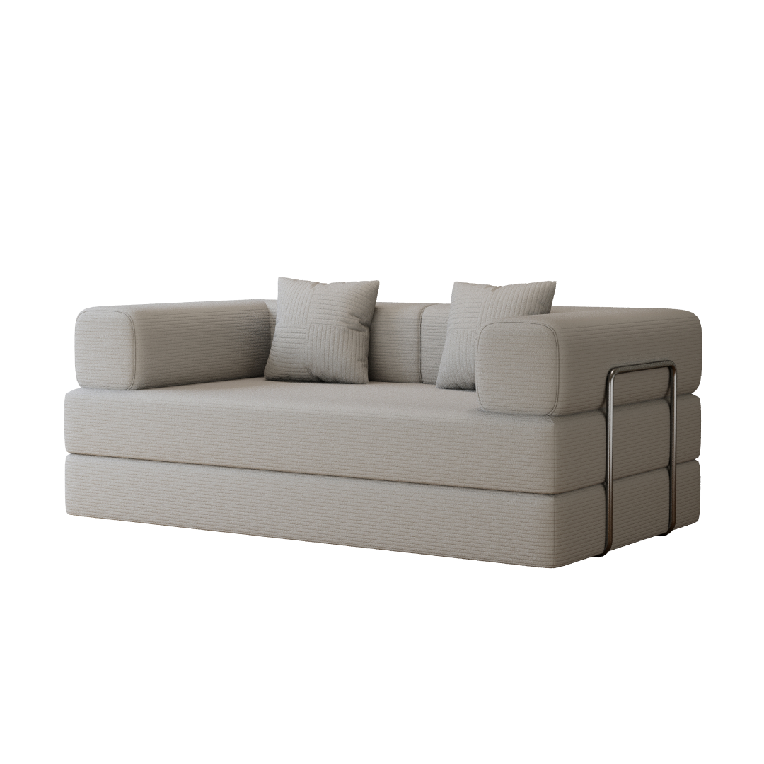 Sofá-Cama Urso Teddy 1.5m/1.8m/2.0m SMART SOFÁ - Sofá Embalado a Vácuo em Espuma de Alta Densidade com Tecido Listrado
