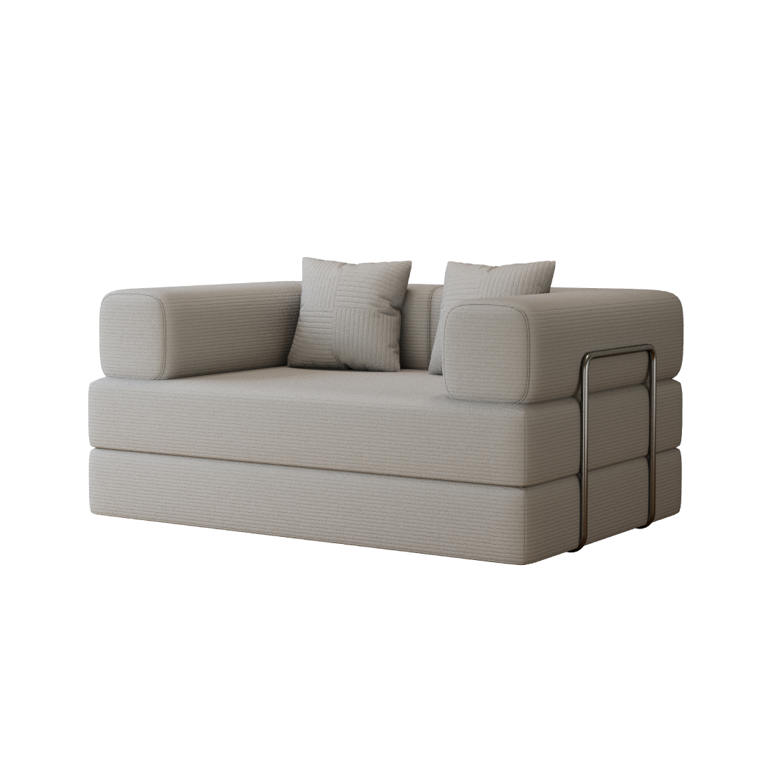 Sofá-Cama Urso Teddy 1.5m/1.8m/2.0m SMART SOFÁ - Sofá Embalado a Vácuo em Espuma de Alta Densidade com Tecido Listrado