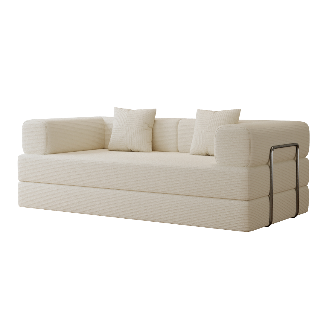 Sofá-Cama Urso Teddy 1.5m/1.8m/2.0m SMART SOFÁ - Sofá Embalado a Vácuo em Espuma de Alta Densidade com Tecido Listrado