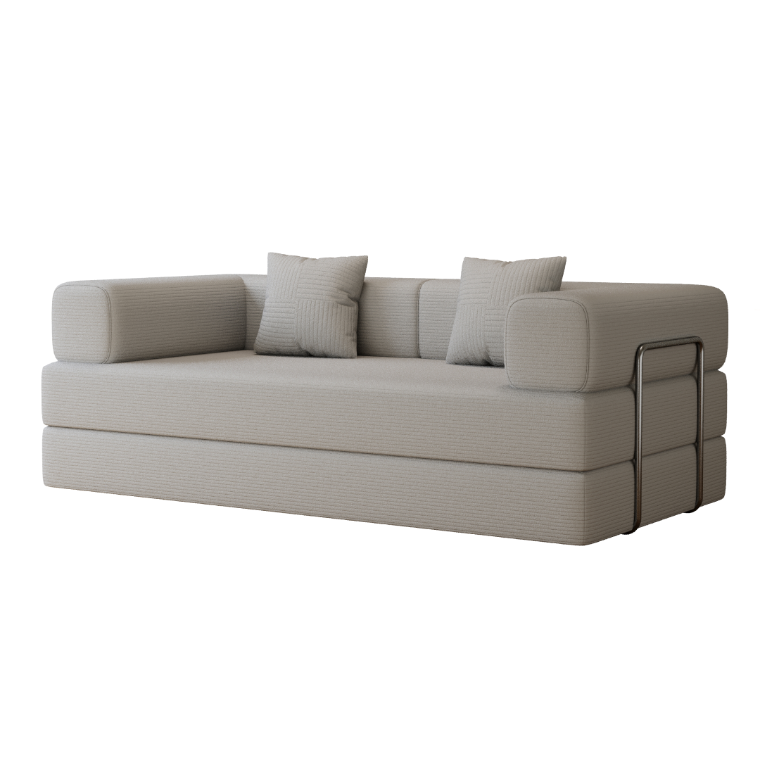 Sofá-Cama Urso Teddy 1.5m/1.8m/2.0m SMART SOFÁ - Sofá Embalado a Vácuo em Espuma de Alta Densidade com Tecido Listrado