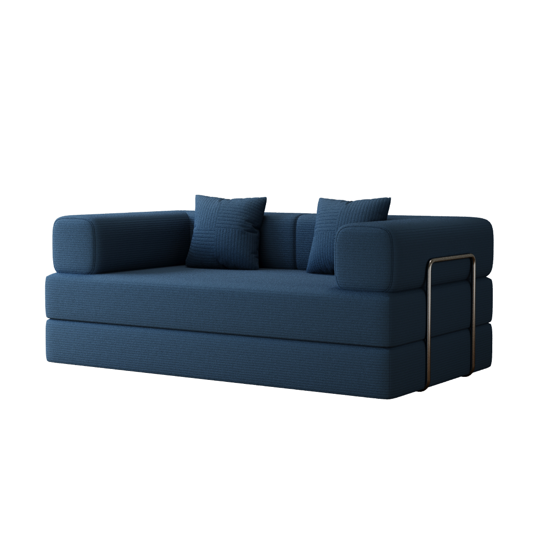 Sofá-Cama Urso Teddy 1.5m/1.8m/2.0m SMART SOFÁ - Sofá Embalado a Vácuo em Espuma de Alta Densidade com Tecido Listrado