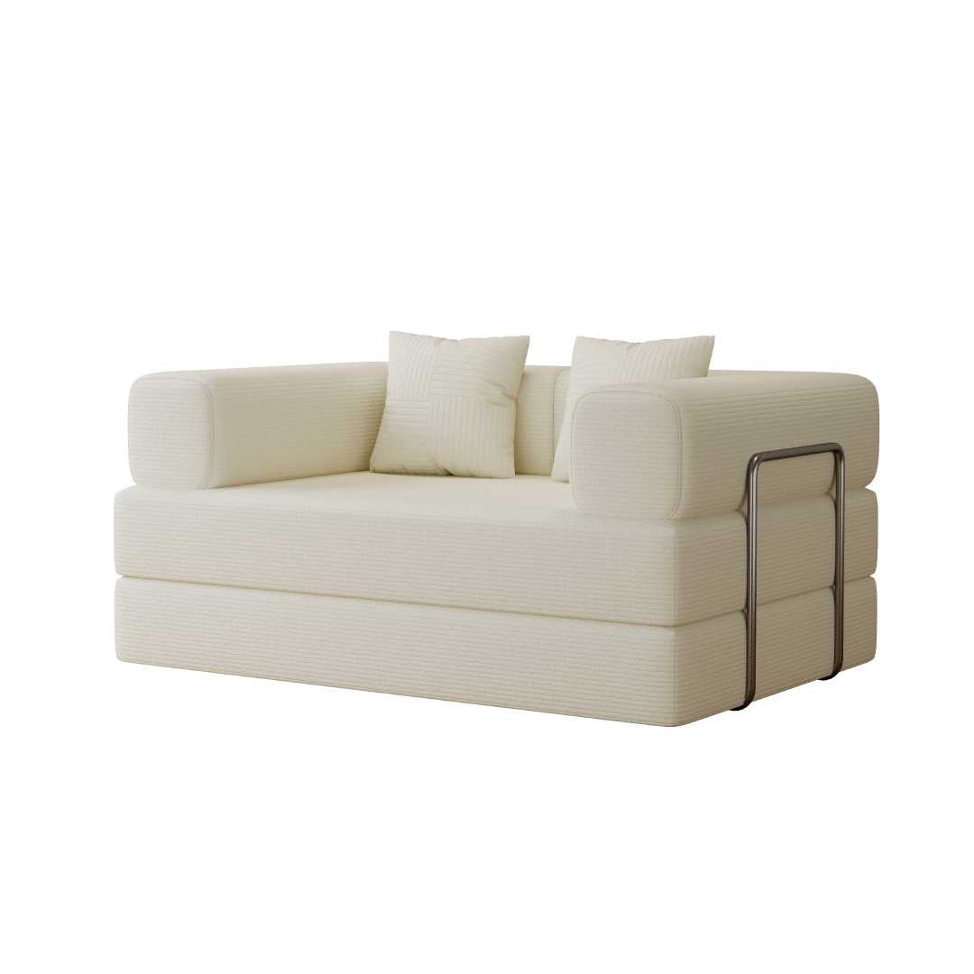 Sofá-Cama Urso Teddy 1.5m/1.8m/2.0m SMART SOFÁ - Sofá Embalado a Vácuo em Espuma de Alta Densidade com Tecido Listrado