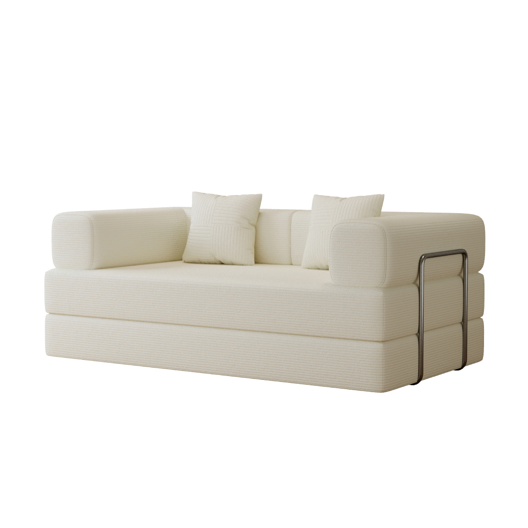 Sofá-Cama Urso Teddy 1.5m/1.8m/2.0m SMART SOFÁ - Sofá Embalado a Vácuo em Espuma de Alta Densidade com Tecido Listrado
