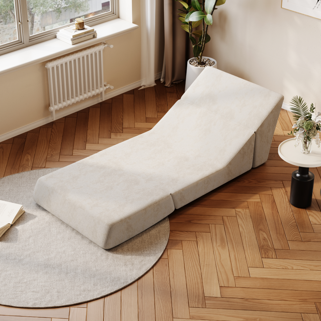 Sofá Cama 1 Lugar SMART SOFÁ - Sofá Embalado a Vácuo em Espuma de Alta Densidade com Tecido Veludo 80cm