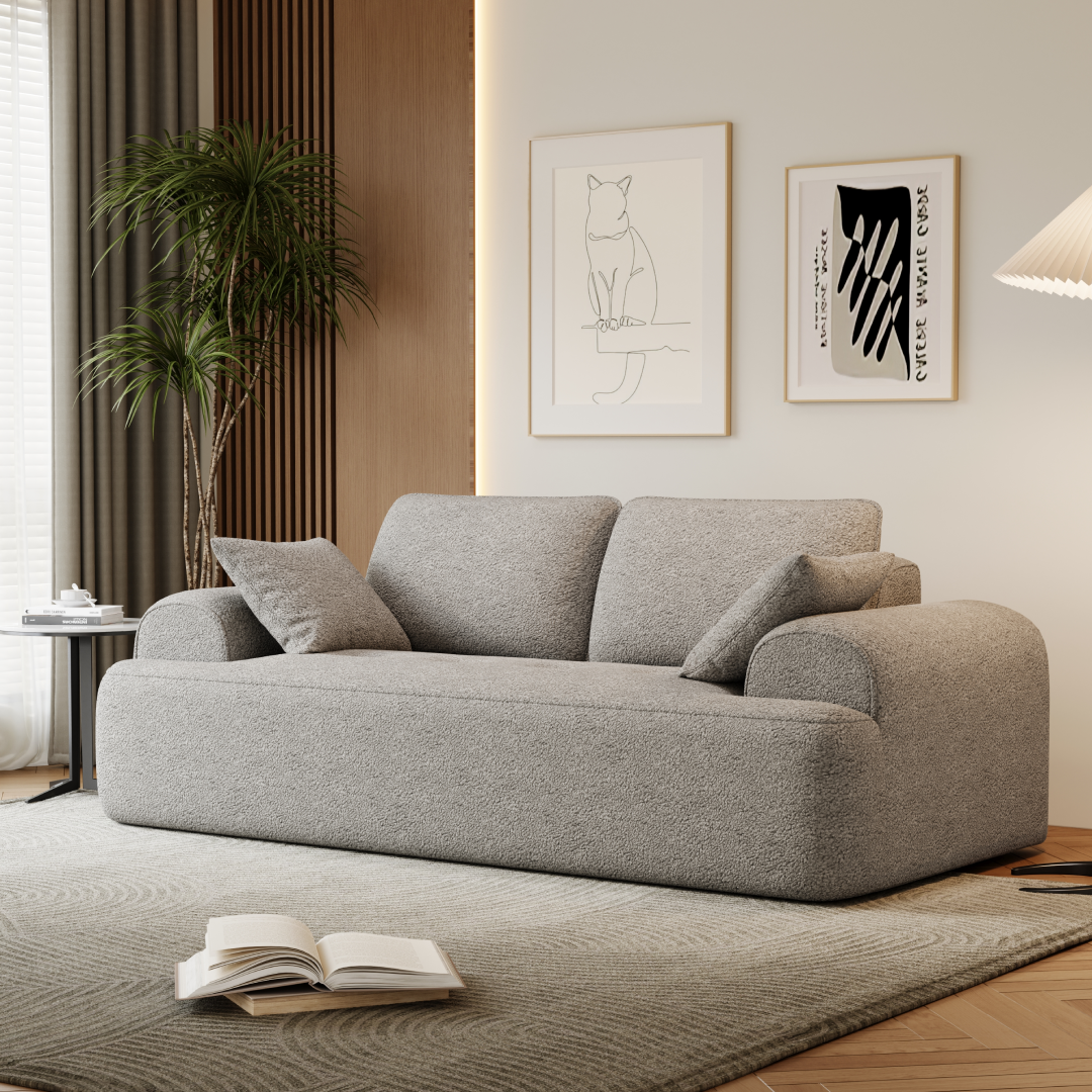 Sofá Cashew SMART SOFÁ – Sofá a Vácuo em Veludo Diamante 216cm com 4 Almofadas