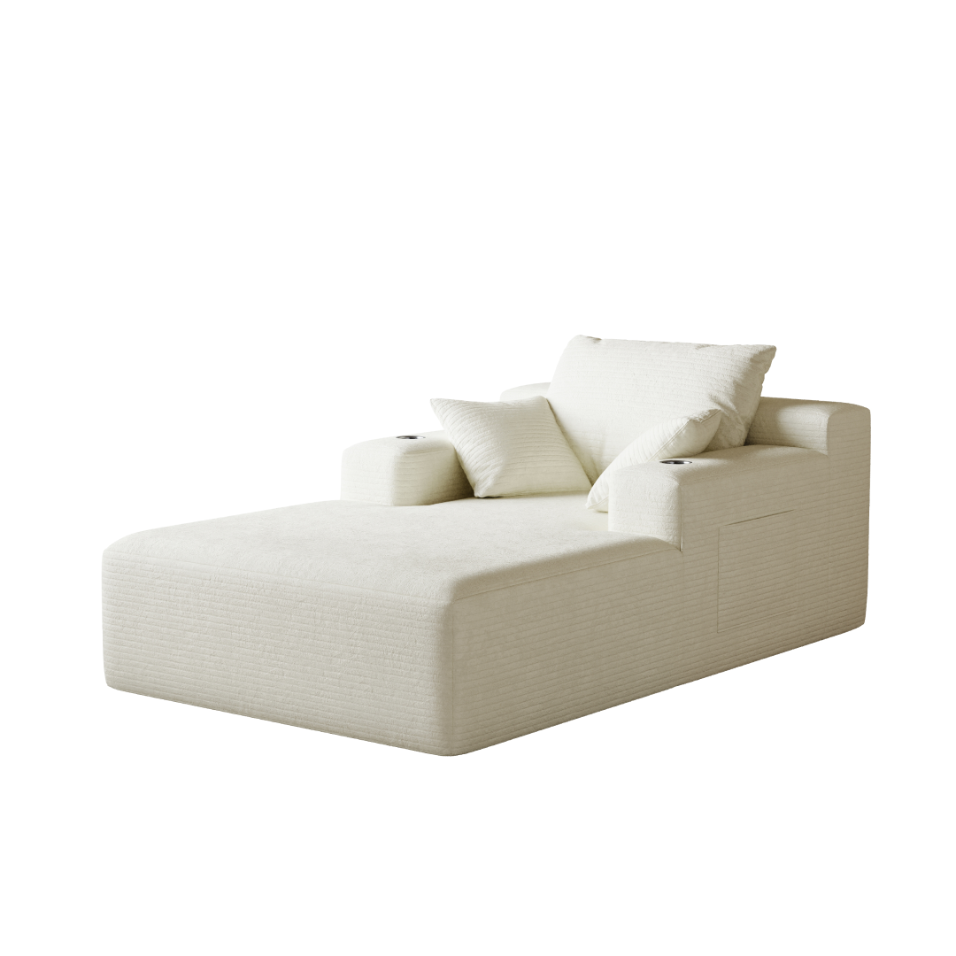 Sofá Cashew SMART SOFÁ – Sofá a Vácuo em Veludo Cotelê 179,5cm com Porta-Copos e 3 Almofadas