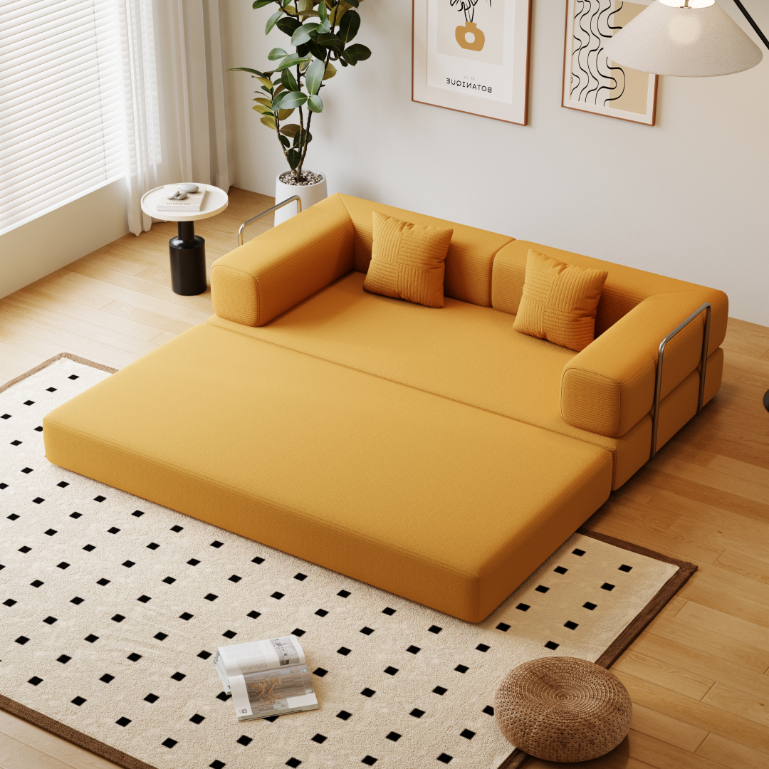 Sofá-Cama Urso Teddy 1.5m/1.8m/2.0m SMART SOFÁ - Sofá Embalado a Vácuo em Espuma de Alta Densidade com Tecido Listrado