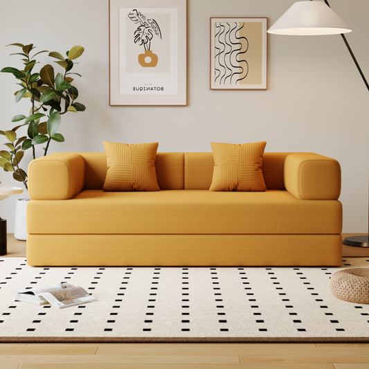 Sofá-Cama Urso Teddy 1.5m/1.8m/2.0m SMART SOFÁ - Sofá Embalado a Vácuo em Espuma de Alta Densidade com Tecido Listrado