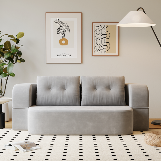 Sofá-Cama Casca de Ovo 200cm SMART SOFÁ - Sofá Embalado a Vácuo em Espuma de Alta Densidade com Tecido Chenille