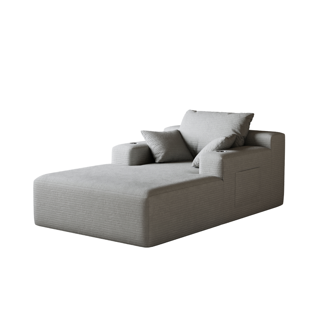 Sofá Cashew SMART SOFÁ – Sofá a Vácuo em Veludo Cotelê 179,5cm com Porta-Copos e 3 Almofadas
