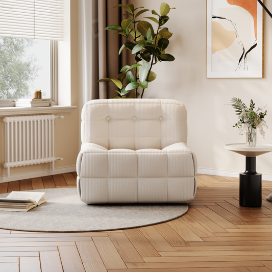 Sofá Waffle Compacto 1 Lugar SMART SOFÁ - Sofá Embalado a Vácuo em Espuma de Alta Densidade com Tecido Veludo 83cm