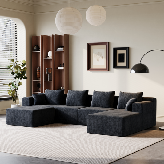 Sofá Modular 4 Lugares Esquerdo SMART SOFÁ - Sofá Embalado a Vácuo com 4 Módulos em Tecido Veludo 3,45m