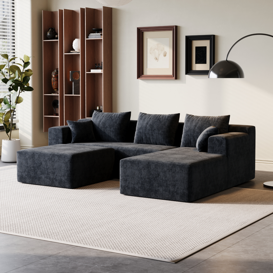 Sofá Modular 3 Lugares Direito SMART SOFÁ - Sofá Embalado a Vácuo com 3 Módulos em Tecido Veludo 2,67m