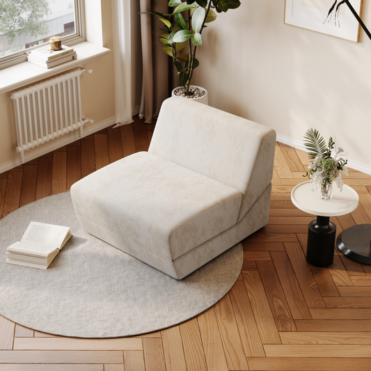 Sofá Cama 1 Lugar SMART SOFÁ - Sofá Embalado a Vácuo em Espuma de Alta Densidade com Tecido Veludo 80cm